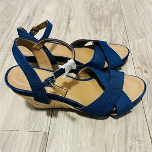 Women's Blue Wedge Sandals